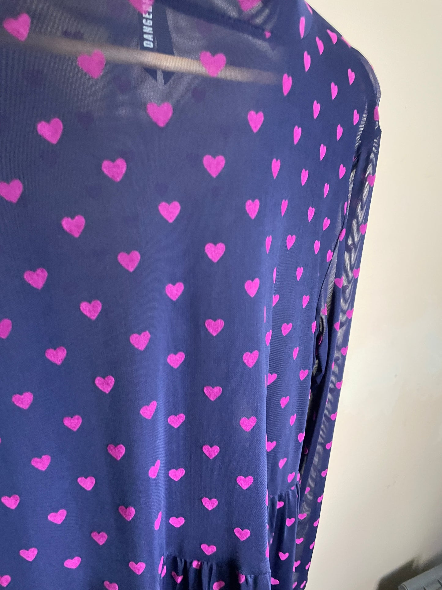 Women's Dangerfield sheer love heart dress size 16