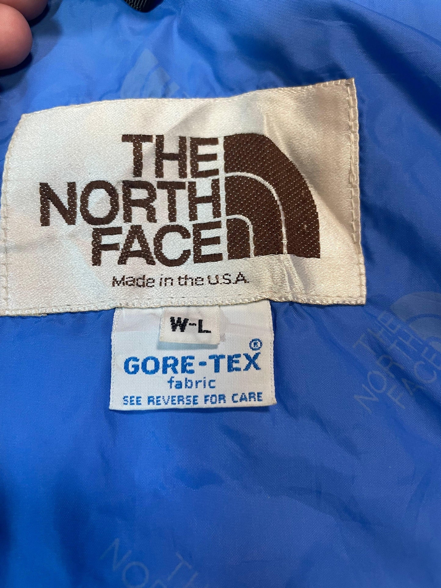 The North Face blue womens jacket size L shell weatherproof retro USA style - Scroll through thrift