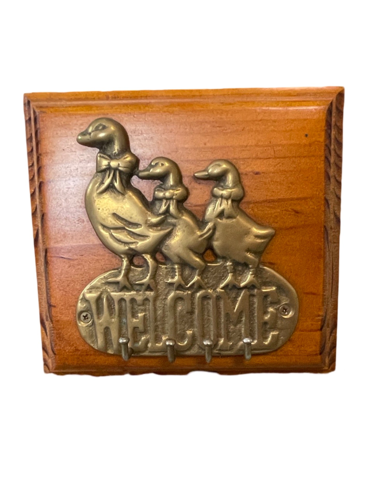 Wooden Duck key hook welcome sign