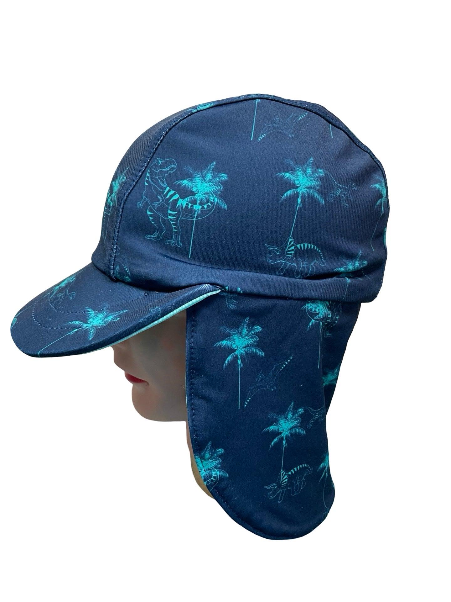 Kids reversable brim hat for toddlers with neck flap - Scroll through thrift