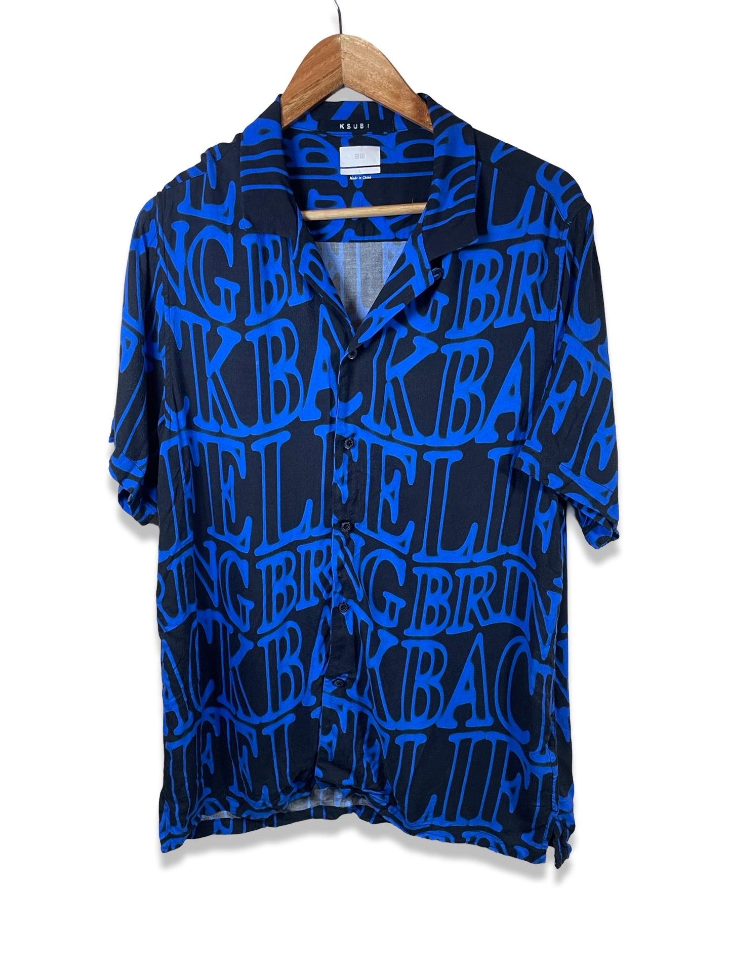 Ksubi Black and Blue Bring Back Neon Twill Shirt Size Large - Scroll through thrift