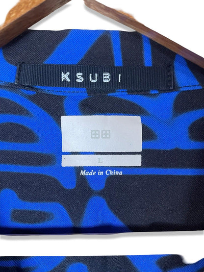 Ksubi Black and Blue Bring Back Neon Twill Shirt Size Large - Scroll through thrift