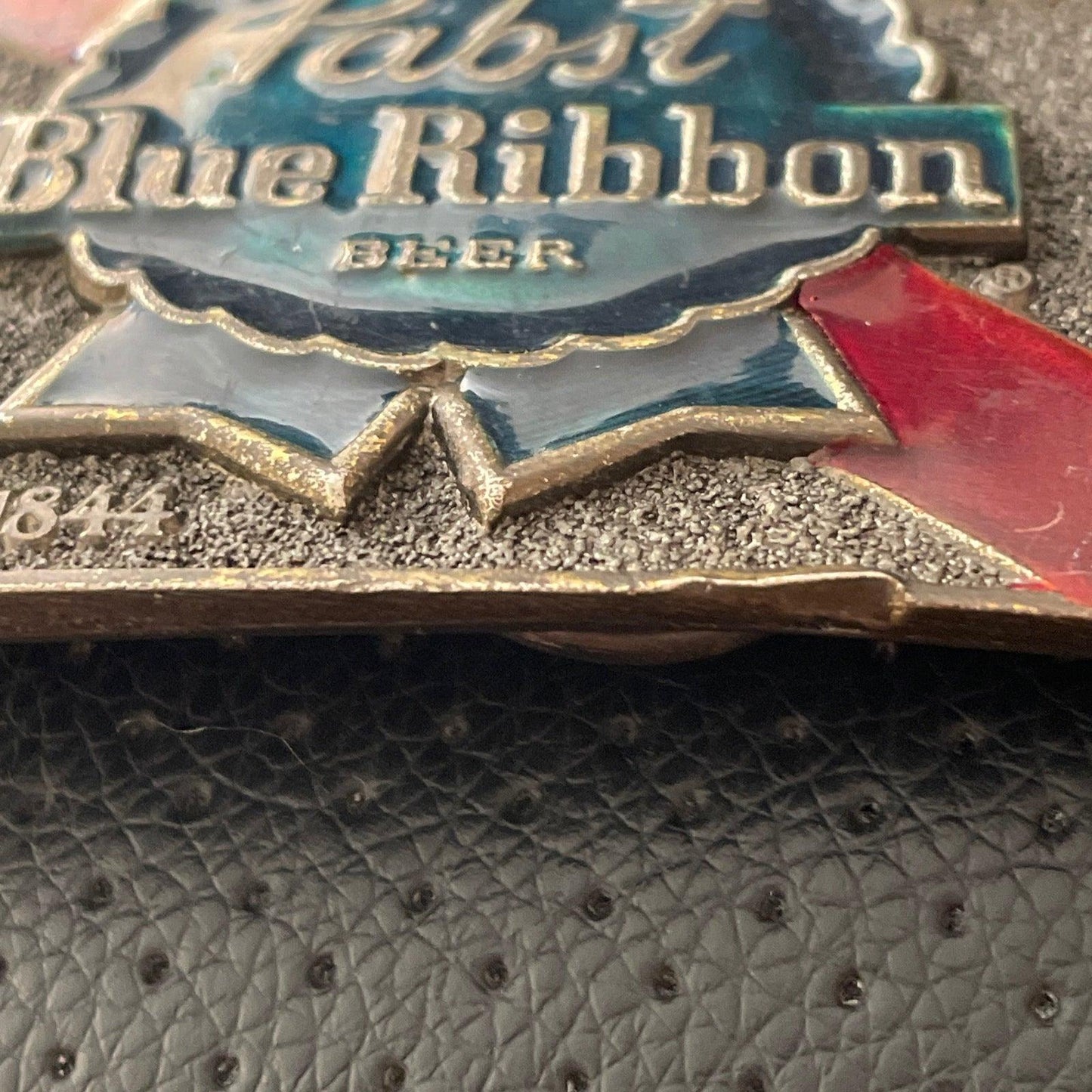 Pabst blue ribbon metal belt buckle - Scroll through thrift