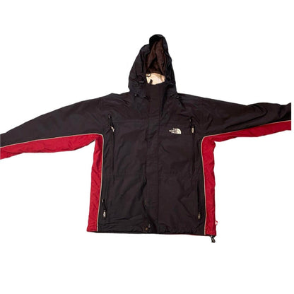 Women's The North Face red and black retro jacket size small - Scroll through thrift