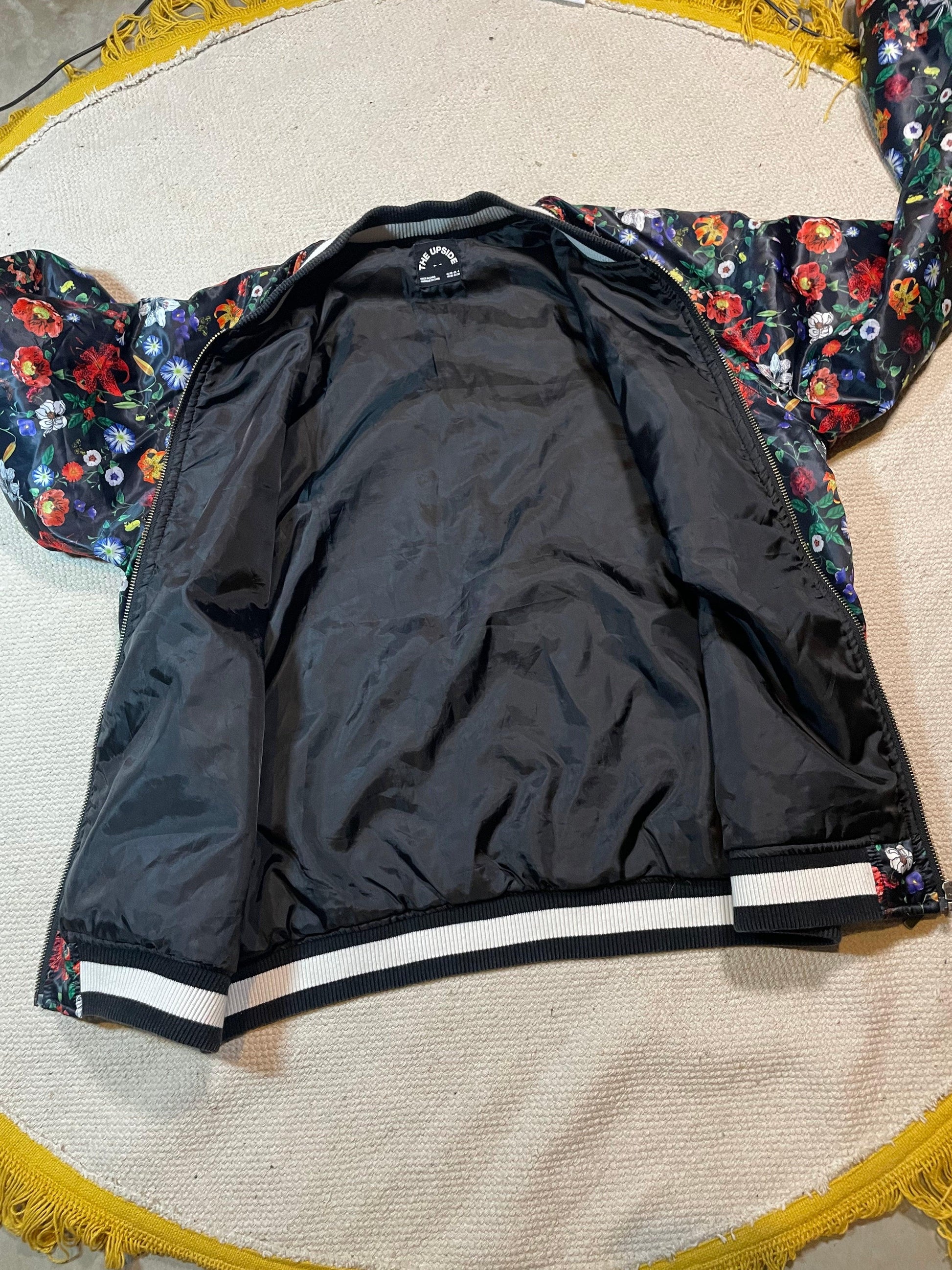 Womens floral bomber jacket the upside size XS - Scroll through thrift